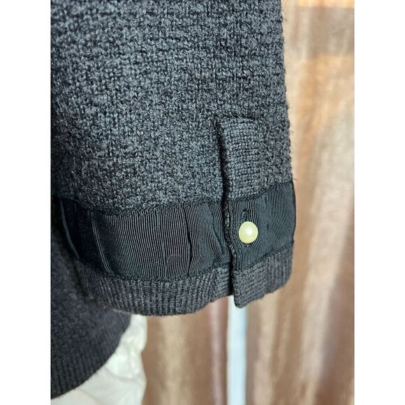 Ann Taylor Merino Wool Women's Medium Cardigan Sweater Ruffled Trim Bow Luxury - Picture 3 of 12